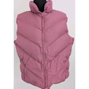 Eddie Bauer Womens XL Goose Down Puffer Vest Pink Quilted Nylon Outdoor Seattle